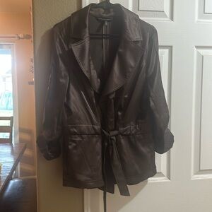 White house Black Market Chocolate Satin coat  in a size 14.